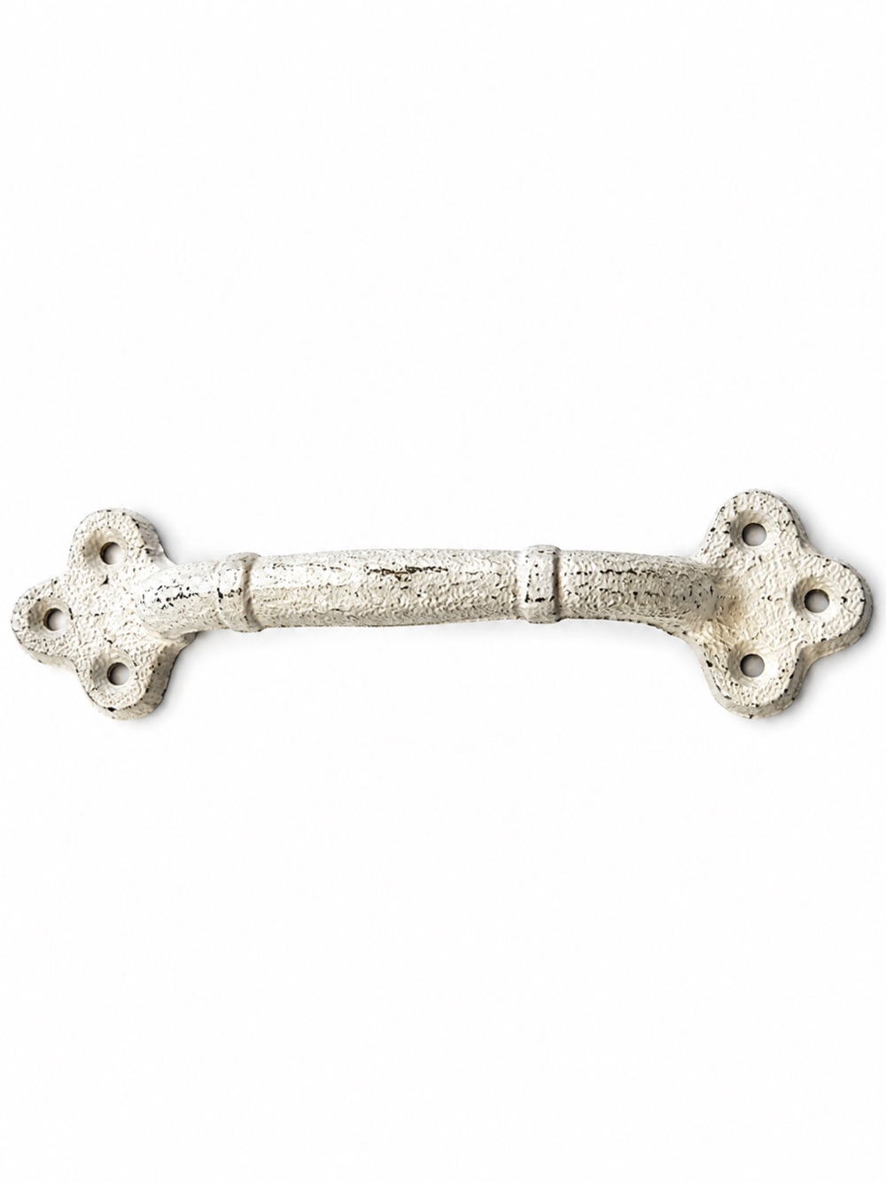 White Antique-Style Cast Iron Drawer Pull - Picture 4 of 7